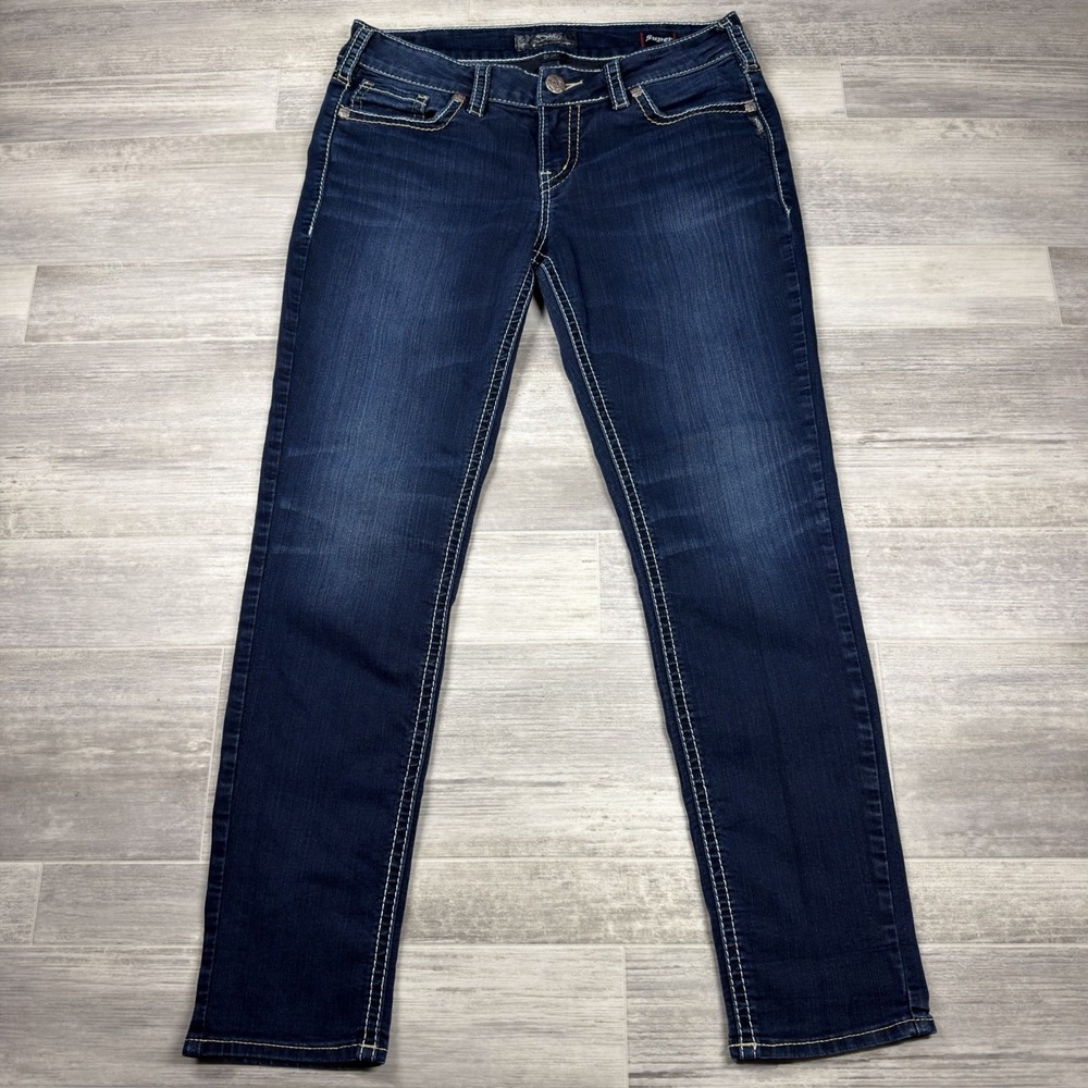 Women's Silver Jeans Suki Mid Skinny Super Stretch Size W32 X L31 Dark Blue